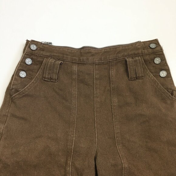 AELFRIC EDEN Brown Logo Hardware Wide Leg Denim jeans - Picture 3 of 12